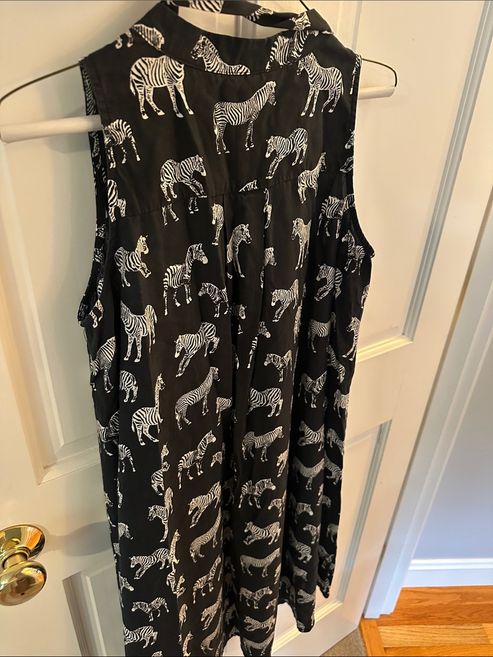 Anthropologie Black Zebra Print Sleeveless Hi-Lo Dress - Picture 4 of 5